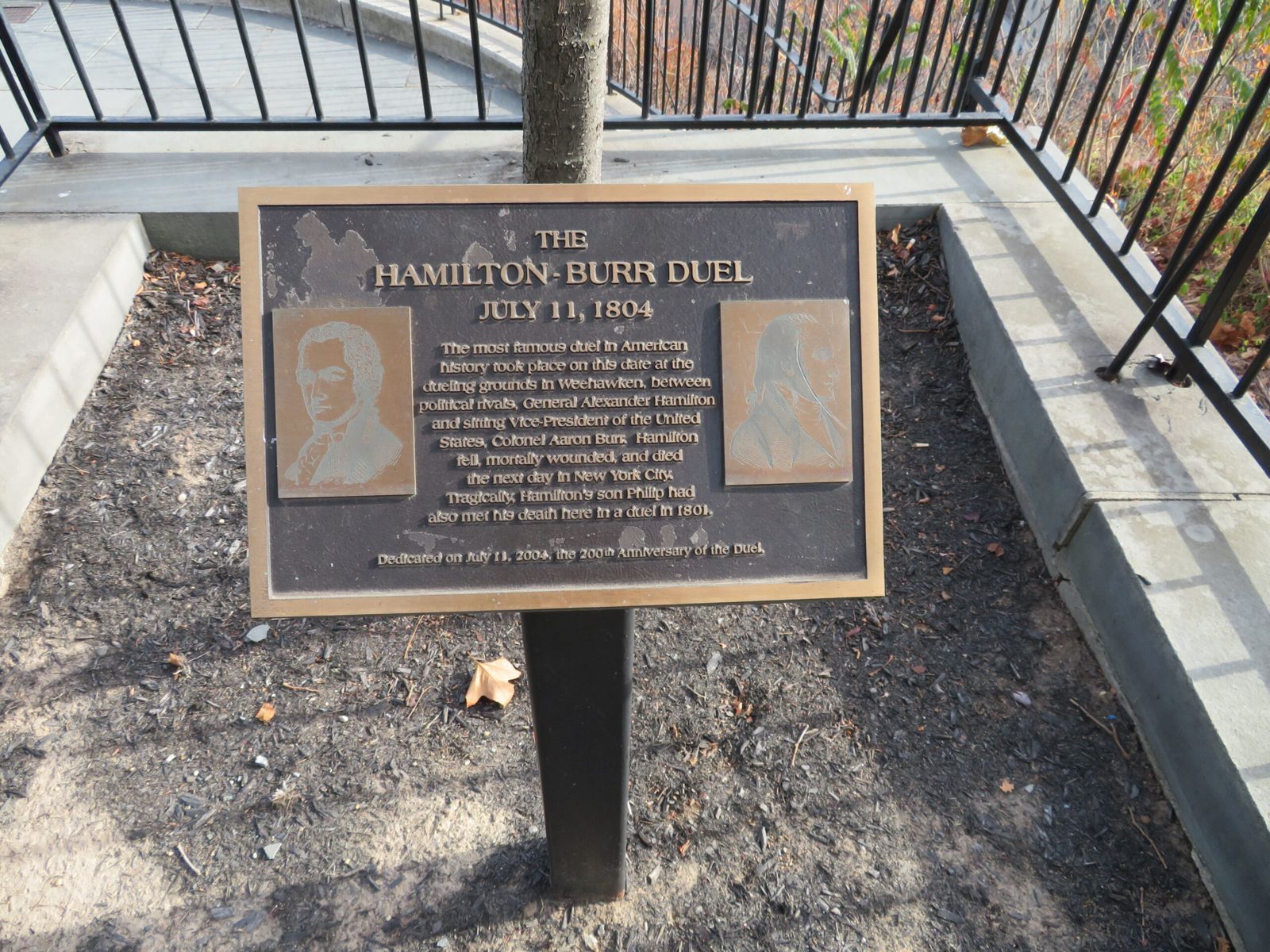 The Hamilton - burr plaque. Full text in body of blog. 